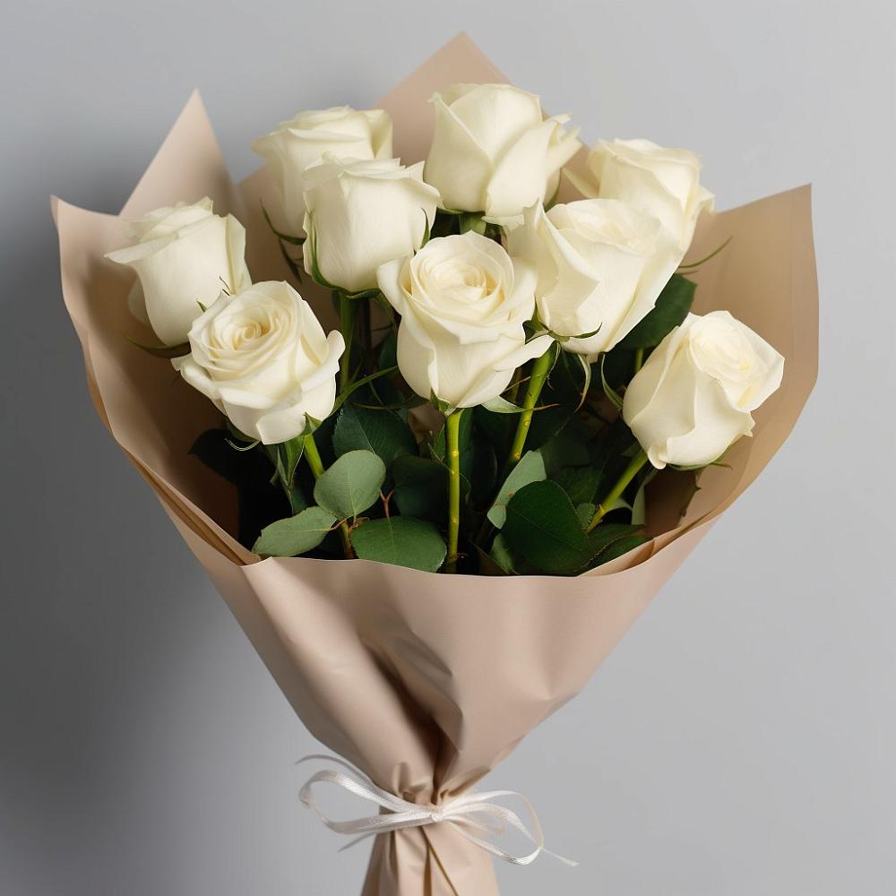 Букет 9 Белых роз Эдлесс Лав в Исламее